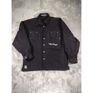 Hedz Up Sport Jean Jacket Men's XXL Black Denim VTG 90s Street Gear Riding READ